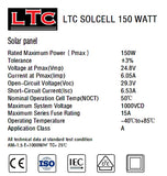 Solpanel Flexibel med 6 meter kabel - 150W ETFE